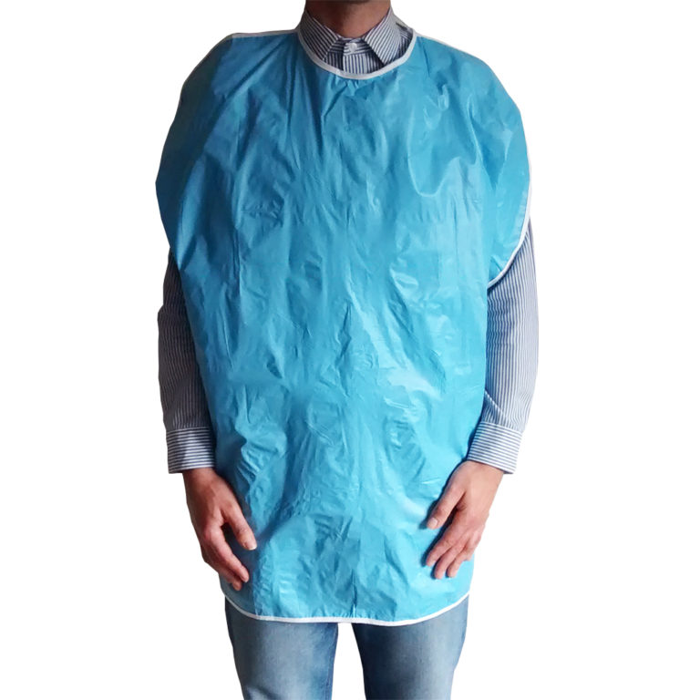 Large reusable adult vinyl bib (blue) Adult Plastic Bibs