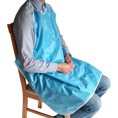 Large reusable adult vinyl bib (blue) - Image 3